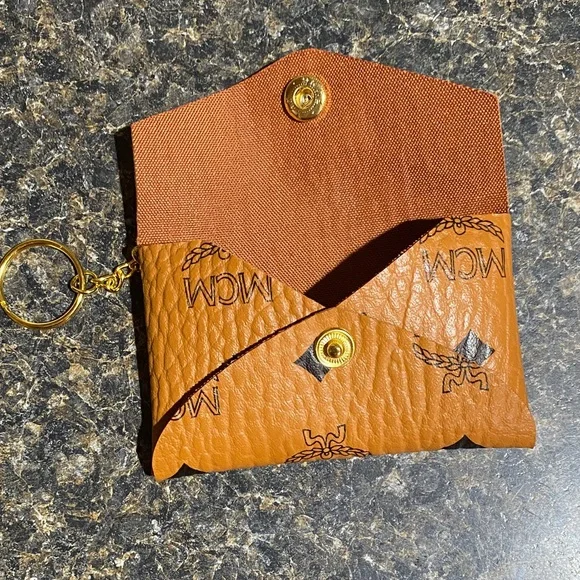 MCM Brown/Black  Leather Keychain Pouch - Picture 2 of 4